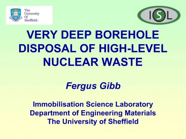 VERY DEEP BOREHOLE DISPOSAL OF HIGH-LEVEL NUCLEAR WASTE