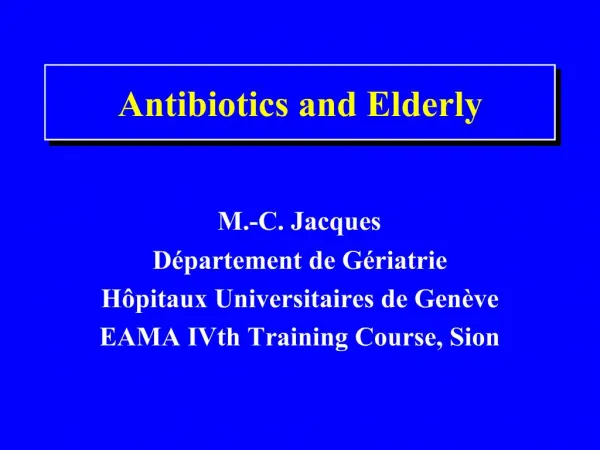 Antibiotics and Elderly