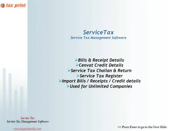 ServiceTax Service Tax Management Software
