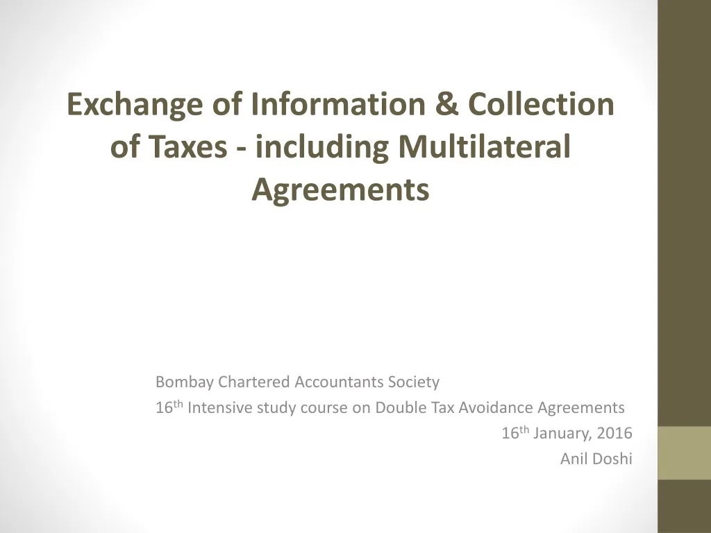exchange of information collection of taxes including multilateral agreements