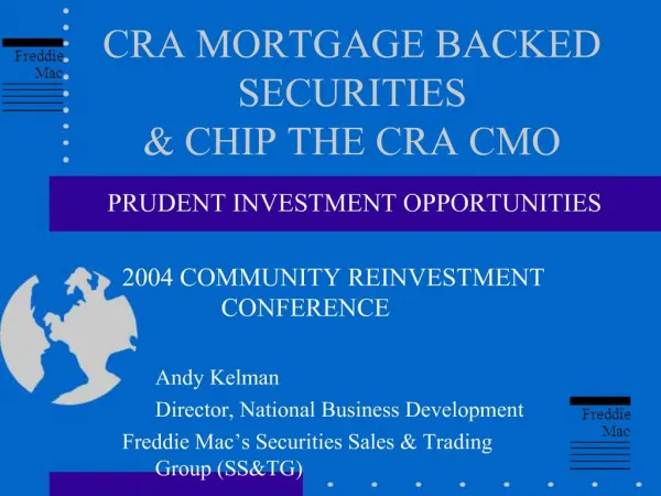 CRA MORTGAGE BACKED SECURITIES CHIP THE CRA CMO
