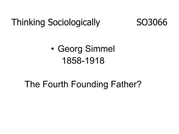 Thinking Sociologically SO3066