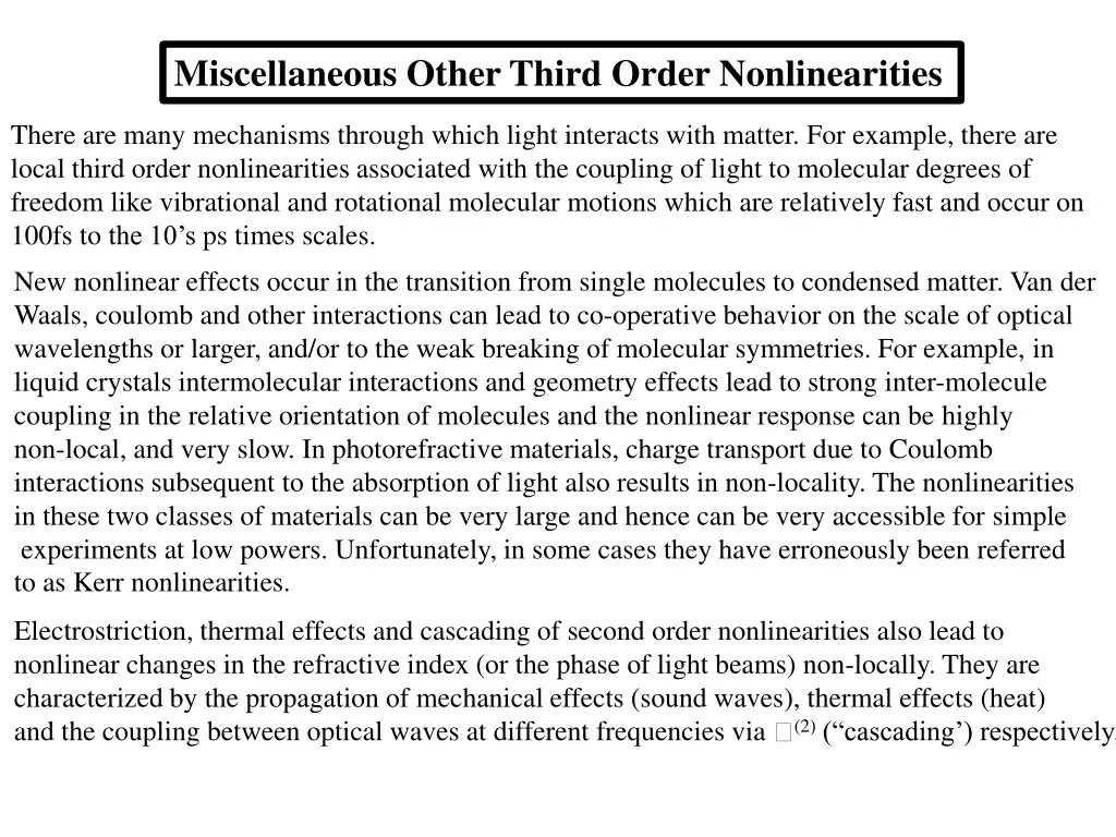 miscellaneous other third order nonlinearities