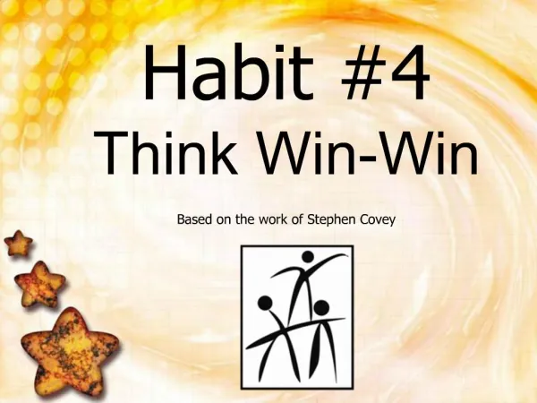 Habit 4 Think Win-Win Based on the work of Stephen Covey