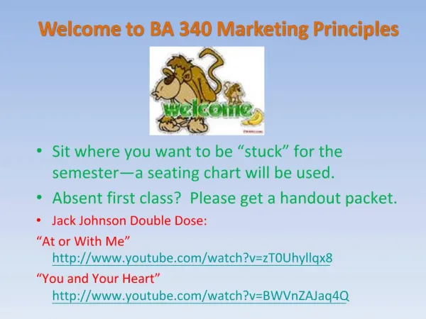 Welcome to BA 340 Marketing Principles