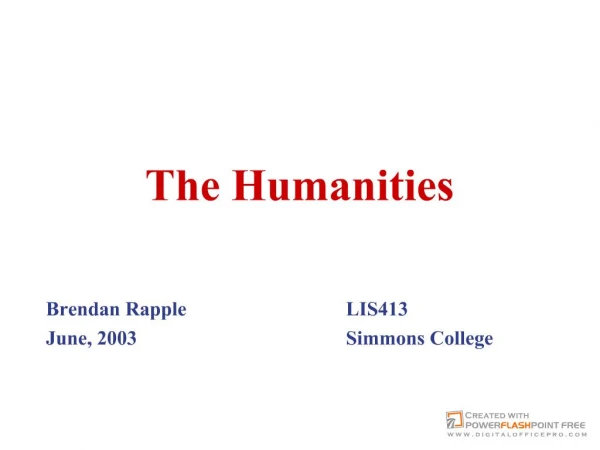 Introduction to the Humanities