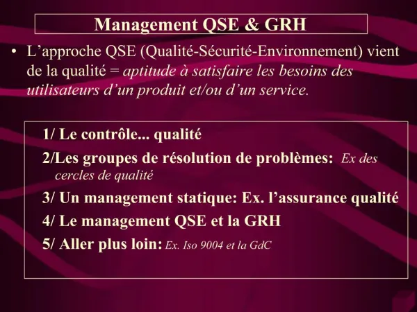 Management QSE GRH