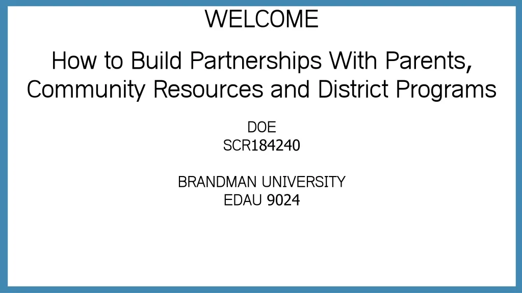 welcome how to build partnerships with parents