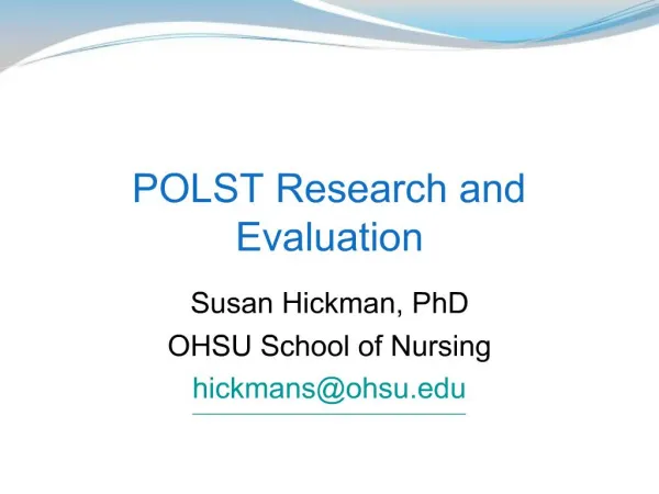 POLST Research and Evaluation