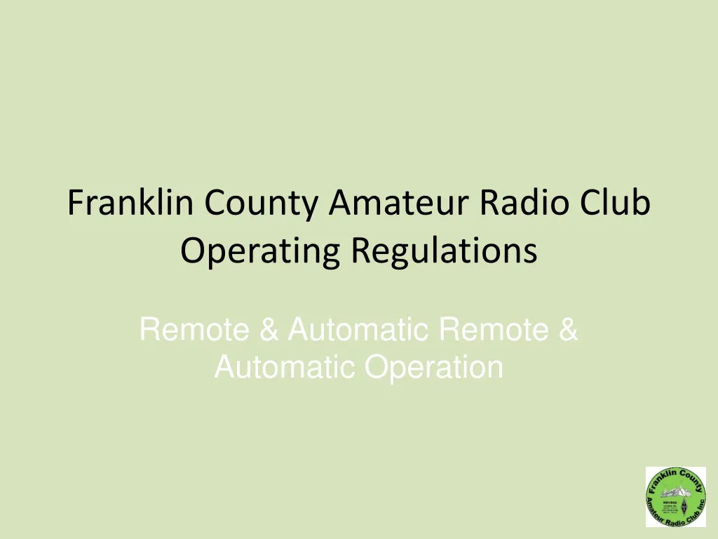 franklin county amateur radio club o perating regulations