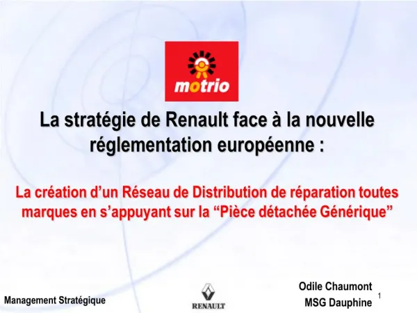 La strat gie de Renault face la nouvelle r glementation europ enne : La cr ation d un R seau de Distribution de r par