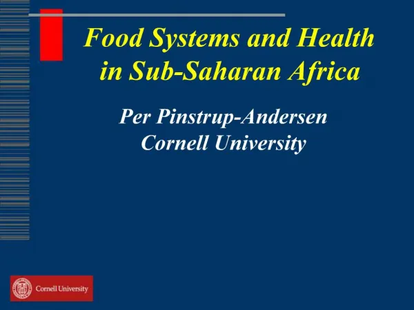 Food Systems and Health in Sub-Saharan Africa