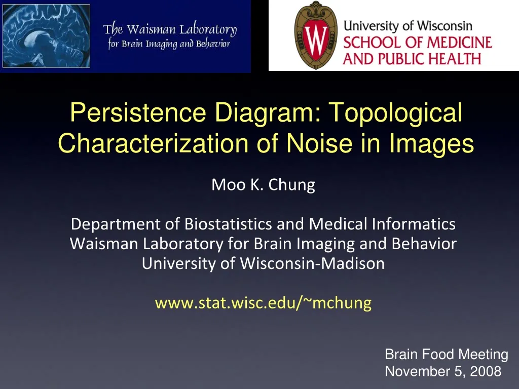 persistence diagram topological characterization of noise in images