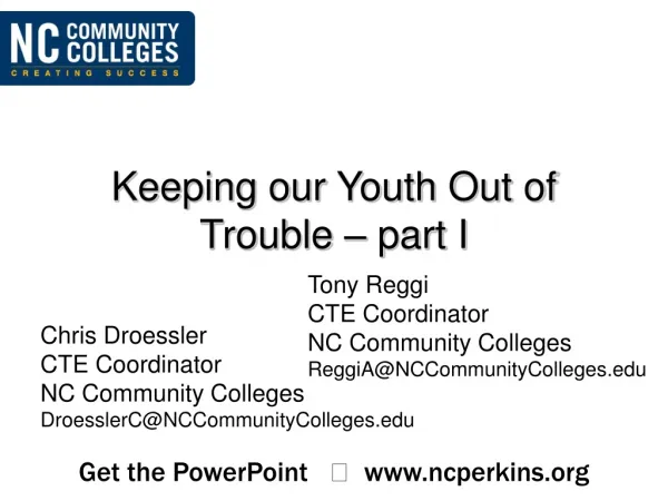 Keeping our Youth Out of Trouble – part I