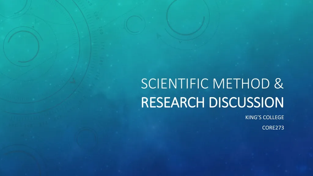 scientific method research discussion