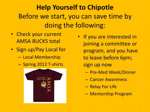 Help Yourself to Chipotle Before we start, you can save time by doing the following: