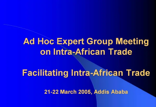 Ad Hoc Expert Group Meeting on Intra-African Trade Facilitating Intra-African Trade 21-22 March 2005, Addis Ababa