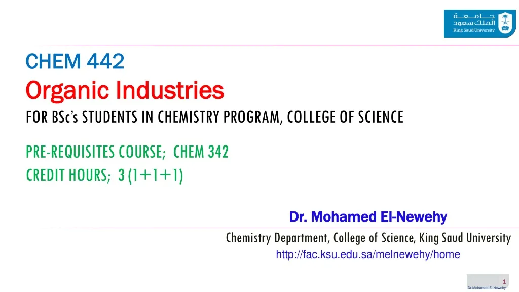 chem 442 organic industries for bsc s students