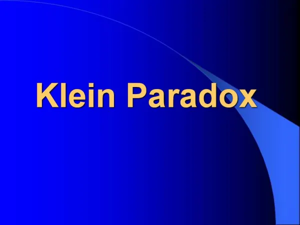 Klein Paradox