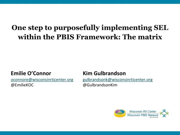 One step to purposefully implementing SEL within the PBIS Framework: The matrix