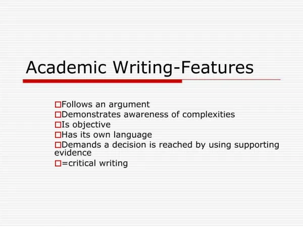 Academic Writing-Features