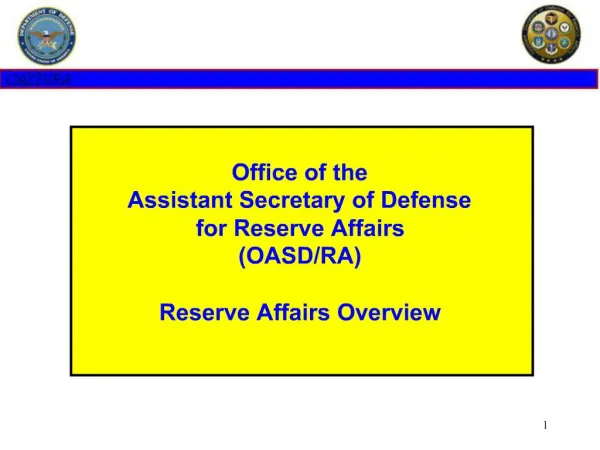 Office of the Assistant Secretary of Defense for Reserve Affairs OASD