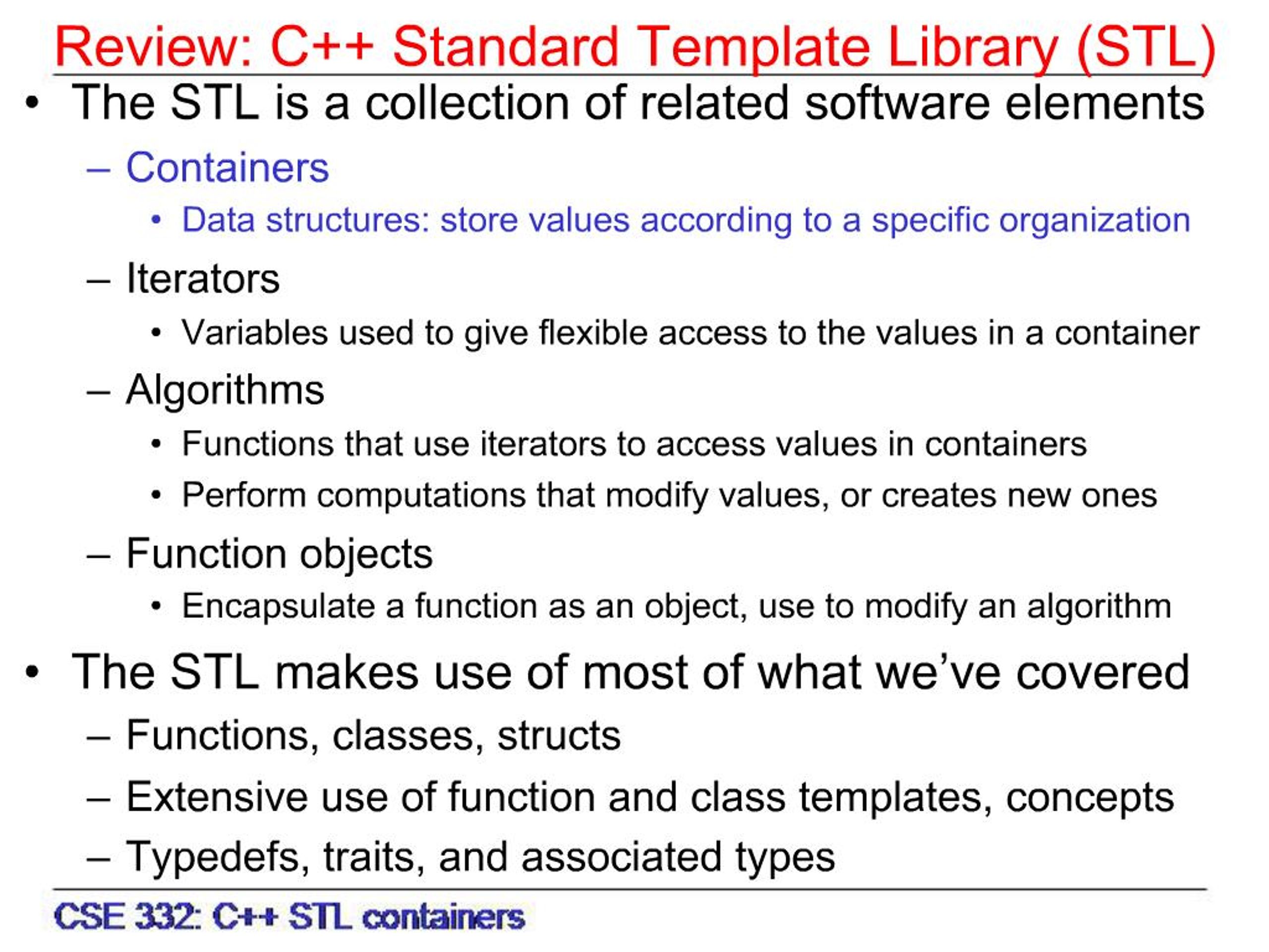 PPT - Review: C Standard Template Library STL PowerPoint Presentation ...