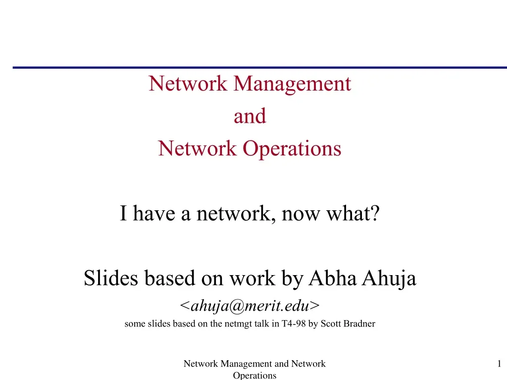 network management and network operations i have