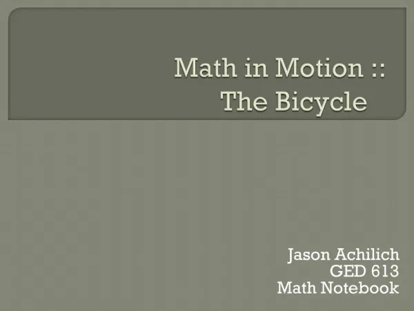 Math in Motion :: The Bicycle