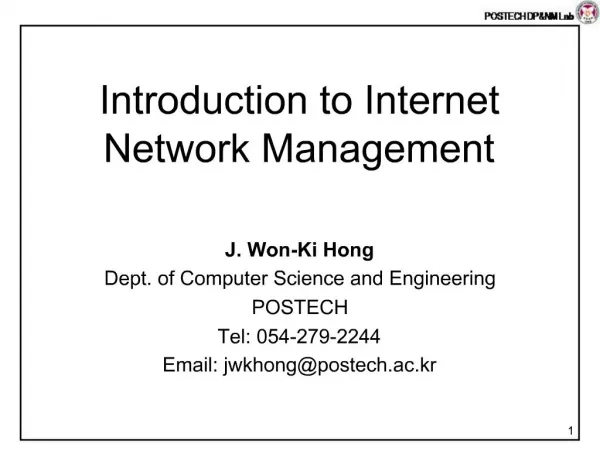 Introduction to Internet Network Management