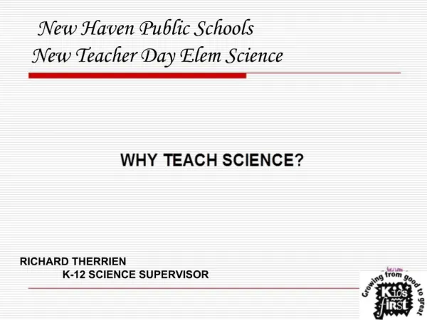 New Haven Public Schools New Teacher Day Elem Science
