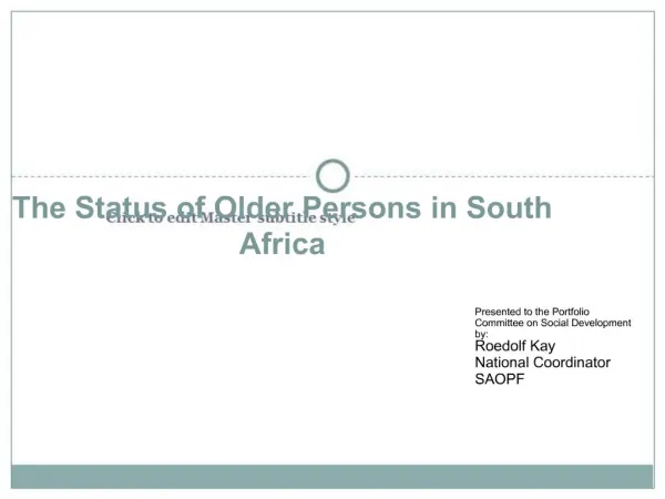 The Status of Older Persons in South Africa