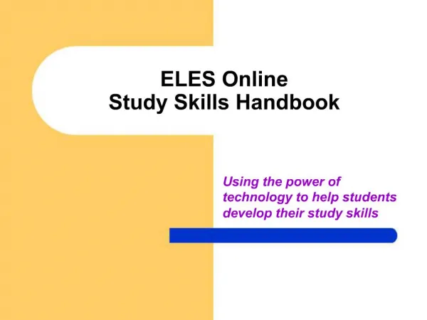 ELES Online Study Skills Handbook