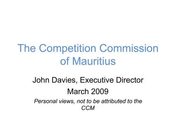 The Competition Commission of Mauritius