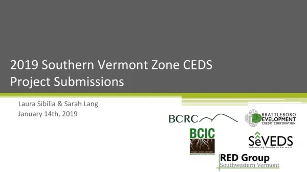 201 9 Southern Vermont Zone CEDS Project Submissions