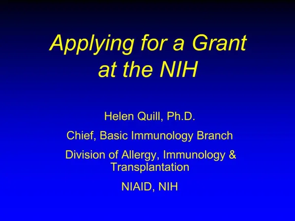 Applying for a Grant at the NIH