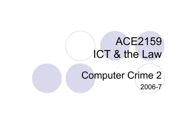 ACE2159 ICT the Law