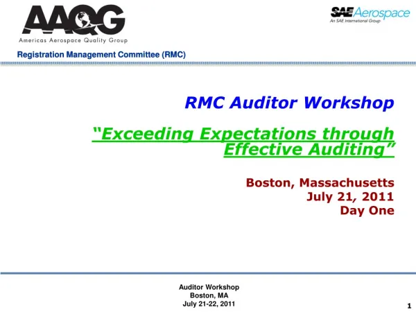RMC Auditor Workshop “Exceeding Expectations through Effective Auditing”