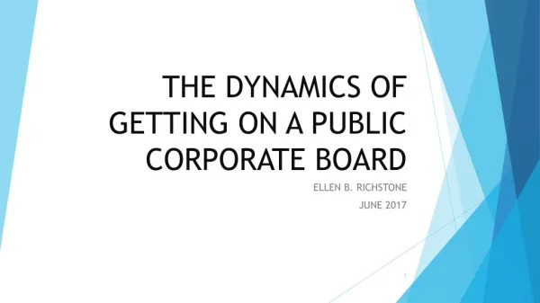 THE DYNAMICS OF GETTING ON A PUBLIC CORPORATE BOARD