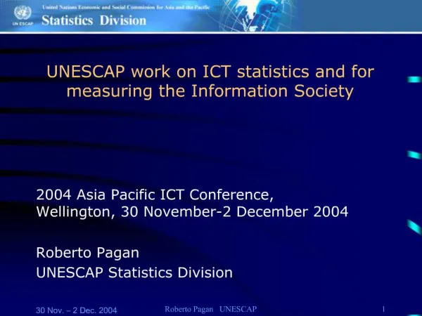 UNESCAP work on ICT statistics and for measuring the Information Society