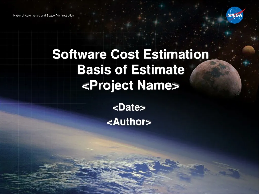 software cost estimation basis of estimate project name