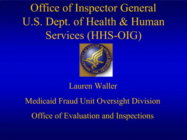 Office of Inspector General U.S. Dept. of Health Human Services HHS-OIG