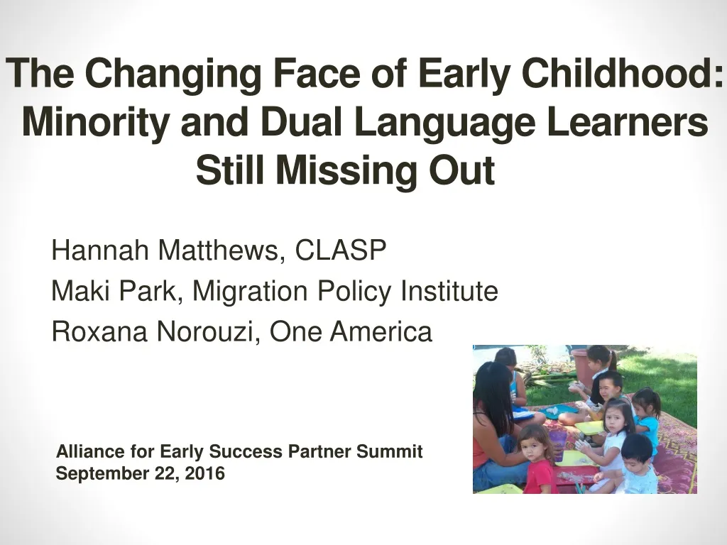 the changing face of early childhood minority and dual language learners still missing out