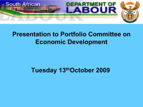 Presentation to Portfolio Committee on Economic Development