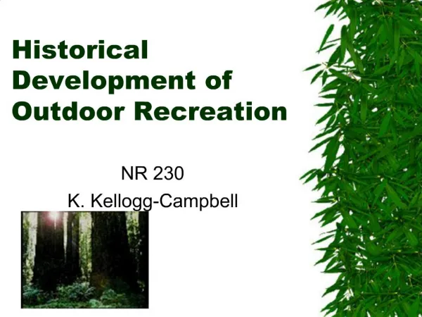 Historical Development of Outdoor Recreation
