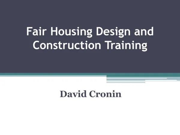 Fair Housing Design and Construction Training