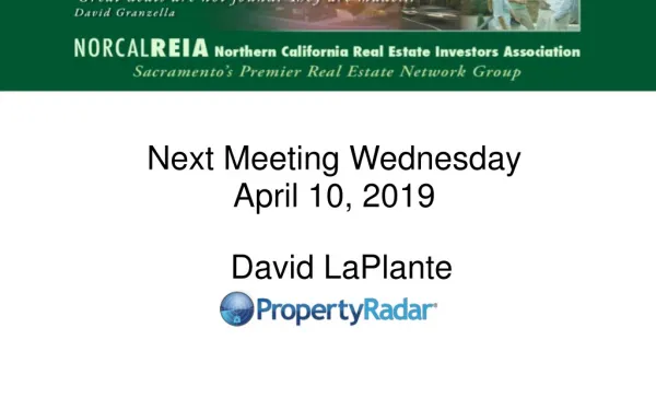 Next Meeting Wednesday April 10, 2019
