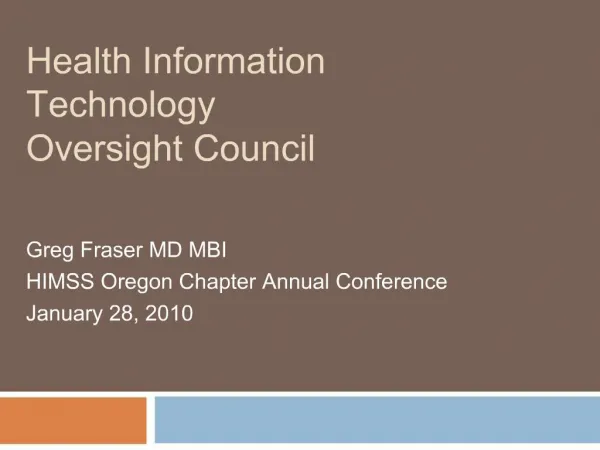 Health Information Technology Oversight Council