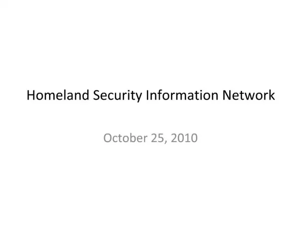Homeland Security Information Network
