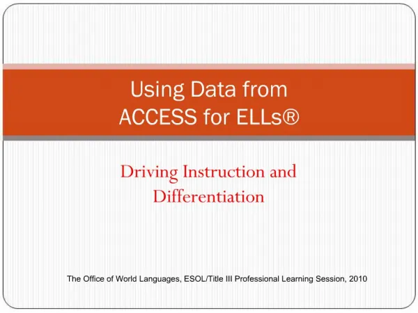 Using Data from ACCESS for ELLs